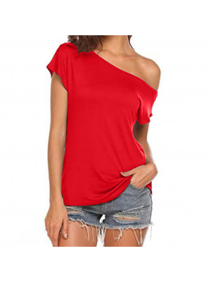 Women Casual Loose Off Shoulder Tops Ladies Short Sleeve Summer Tees Sexy Tees