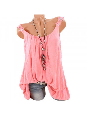 Plus Size Ladies Boho Casual Solid Tops Women Crew Neck Vest Sleeveless Shirt UK