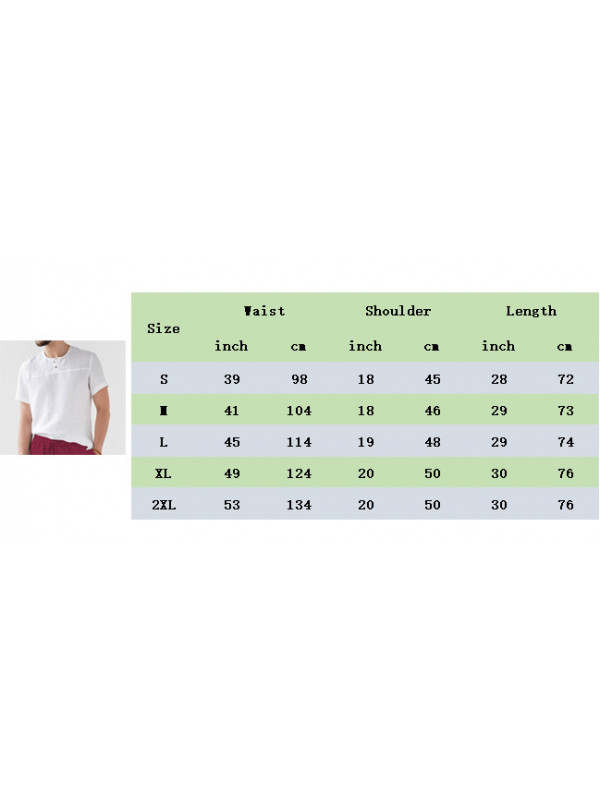 Men's Linen Cotton T Shirt Men Plain Casual Short Sleeve Button Summer Tee Tops