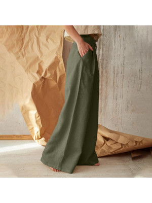 PLUS SIZE Womens Wide Leg Baggy Loose Pants Summer Casual Long Trousers Bottoms