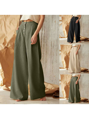 PLUS SIZE Womens Wide Leg Baggy Loose Pants Summer Casual Long Trousers Bottoms