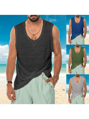 Mens Sleeveless Loose Vest T Shirt solid Summer Cami Casual Blouse Tops Tee