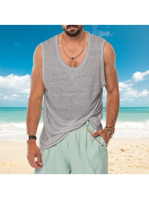 Mens Sleeveless Loose Vest T Shirt solid Summer Cami Casual Blouse Tops Tee