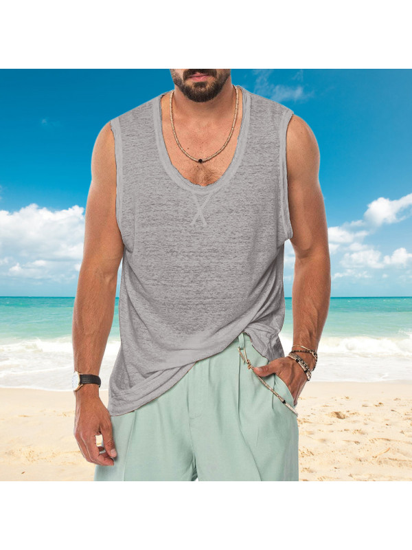 Mens Sleeveless Loose Vest T Shirt solid Summer Cami Casual Blouse Tops Tee