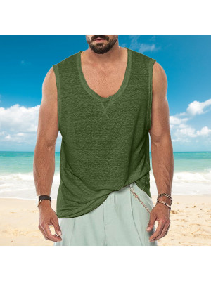 Mens Sleeveless Loose Vest T Shirt solid Summer Cami Casual Blouse Tops Tee