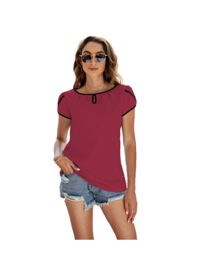 Womens Crew Neck Short Sleeve Blouse Pullover Ladies Casual Loose T-shirt Tops