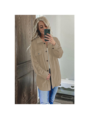 Womens Lapel Neck Overcoat Ladies Casual Baggy Button Long Slevee Jackets Coat