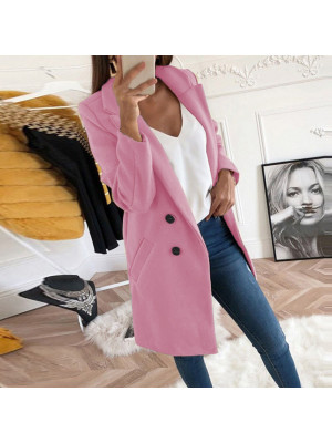 Womens Ladies Lapel Mid-length Outwear Coat Warm Overcoat Work Jacket Plus Size