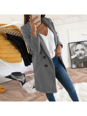 Womens Ladies Lapel Mid-length Outwear Coat Warm Overcoat Work Jacket Plus Size