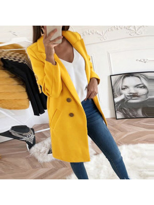 Womens Ladies Lapel Mid-length Outwear Coat Warm Overcoat Work Jacket Plus Size