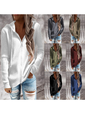 Womens Plain Hoodie Zipper Sweatshirt Ladies Hooded Zip Top Jacket Hoody Sweater