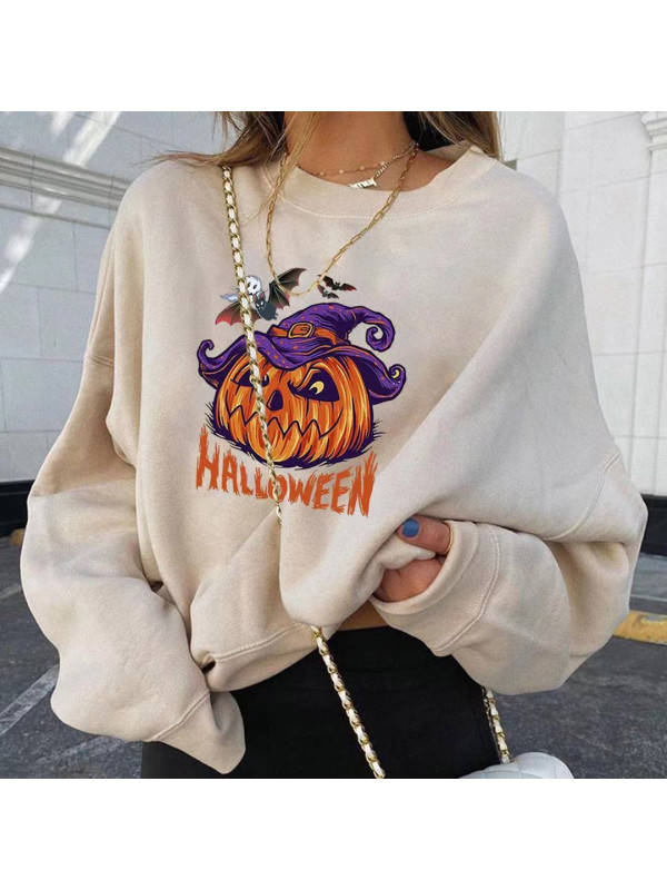 Women's Halloween Print Long-sleeved T Shirt Sweatshirt Casual Pullover Blouse