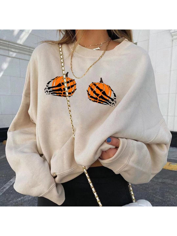 Women's Halloween Print Long-sleeved T Shirt Sweatshirt Casual Pullover Blouse