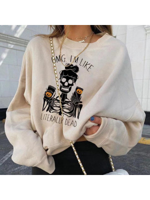 Women's Halloween Print Long-sleeved T Shirt Sweatshirt Casual Pullover Blouse