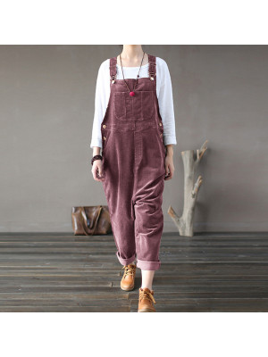 Womens Casual Loose Jumpsuit Playsuit Trousers Overalls Long Pants Corduroy