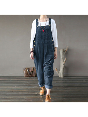 Womens Casual Loose Jumpsuit Playsuit Trousers Overalls Long Pants Corduroy