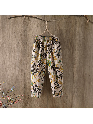 Womens Print Harlan Pants Ladies Baggy Loose Beach Casual Elastic Waist Trousers