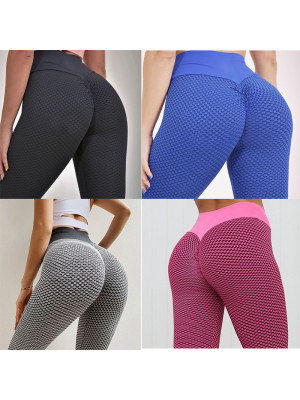 Womens High Waist Yoga Pants Anti-Cellulite Leggings Trouse Push Up Sports Gym 