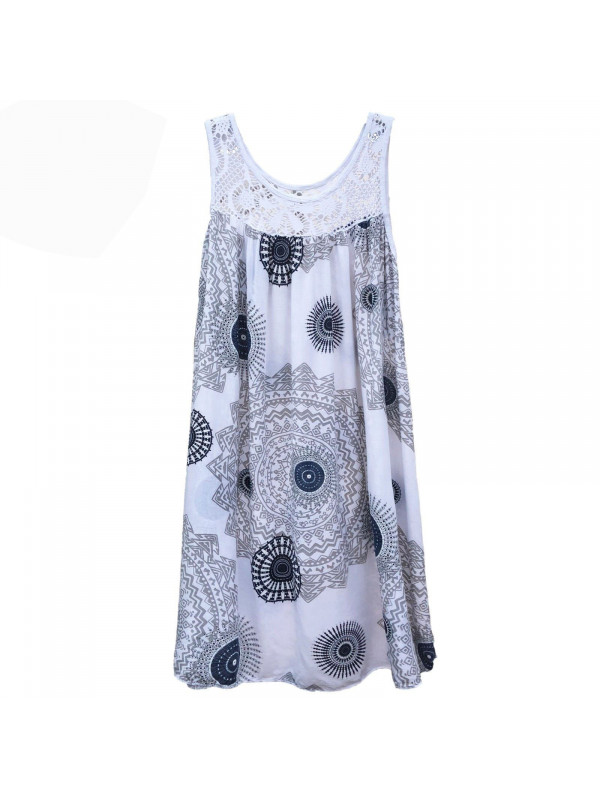 Womens Summer Dress Ladies Beach V Neck Sleeveless Vest Print Dresses Sundress