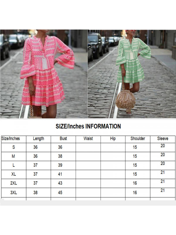 Womens V-Neck Geometric Stripes Dress Ladies Summer Holiday Print Mini Dresses