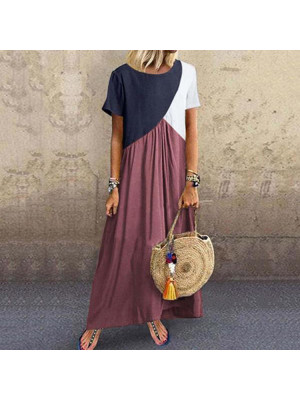 Womens Maxi Sundress Dress Dresses Boho Summer Short Sleeve Casual Plus Size