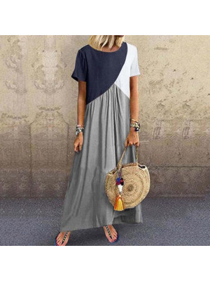 Womens Maxi Sundress Dress Dresses Boho Summer Short Sleeve Casual Plus Size