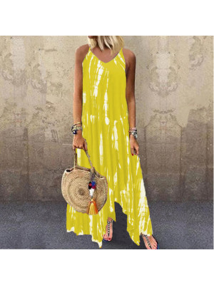 Womens Boho Tie Dye Cami Sundress Ladies Summer Beach Maxi Dress Casual Dresses