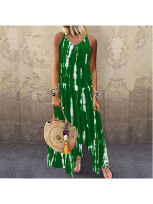 Womens Boho Tie Dye Cami Sundress Ladies Summer Beach Maxi Dress Casual Dresses