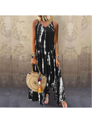 Womens Boho Tie Dye Cami Sundress Ladies Summer Beach Maxi Dress Casual Dresses