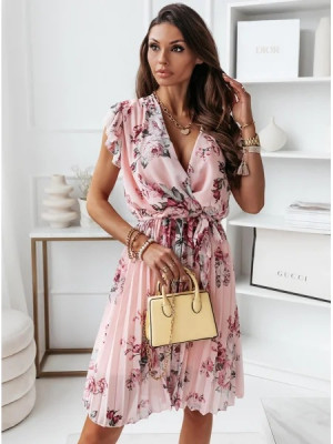 Women V Neck Floral Print Boho Mini Dress Ladies Summer Beach Holiday Sundress