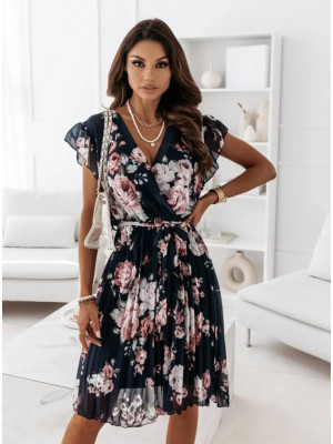 Women V Neck Floral Print Boho Mini Dress Ladies Summer Beach Holiday Sundress