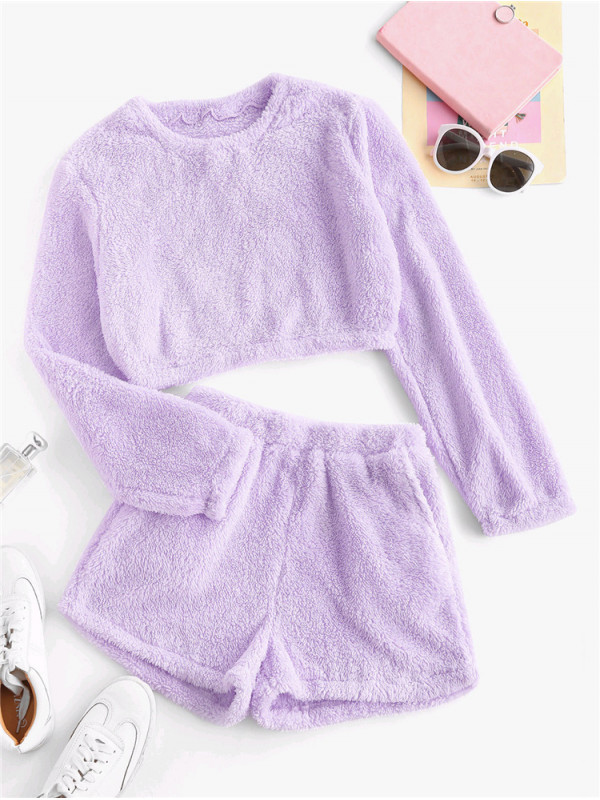 Womens One-piece Fleece Pajamas Set Jumpsuit Soft Autumn Winter Sleep Clothes