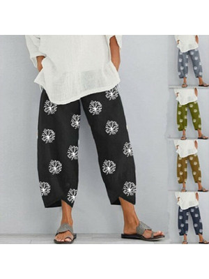 UK Womens Summer Ladies Cotton Linen Baggy Casual Harem Pants Trousers Plus Size