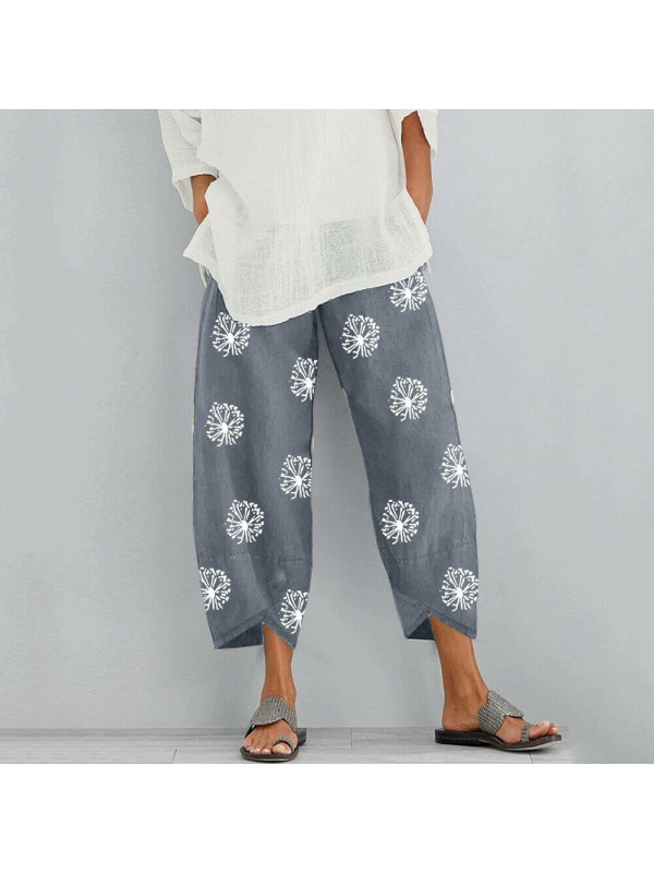 UK Womens Summer Ladies Cotton Linen Baggy Casual Harem Pants Trousers Plus Size