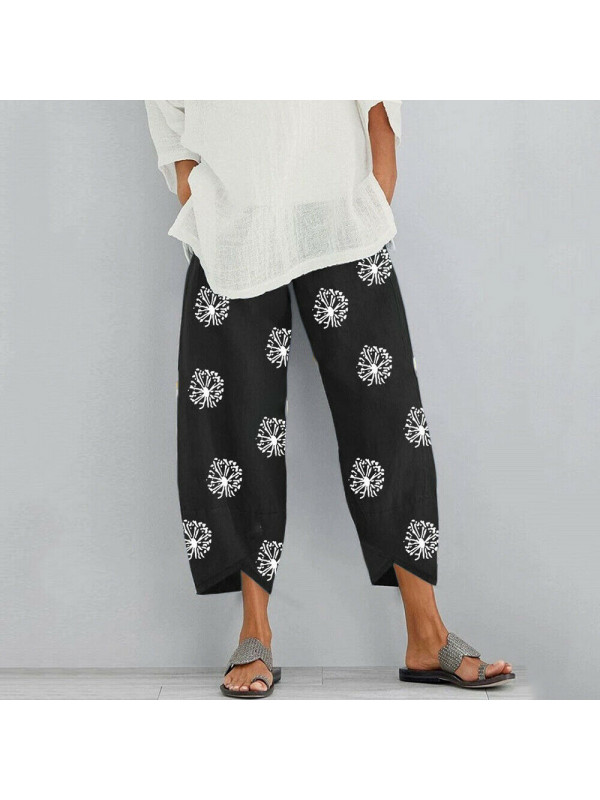 UK Womens Summer Ladies Cotton Linen Baggy Casual Harem Pants Trousers Plus Size