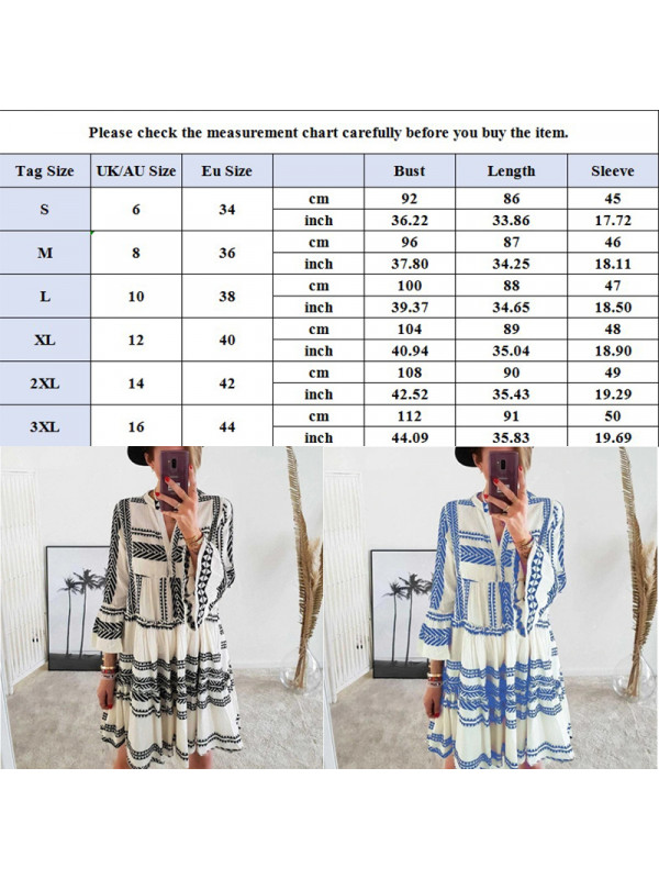 Womens V-Neck Smock Dress Ladies Summer Beach Party Holiday Floral Mini Dresses