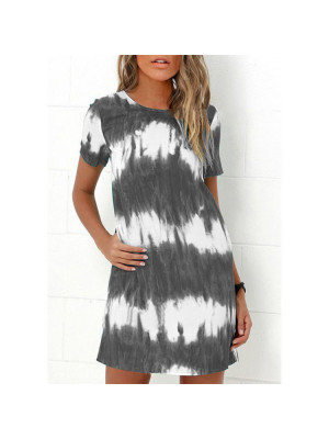 Womens Plus Size Tie Dye Loose Tops Shirt Dress Summer Holiday Beach Sundress UK