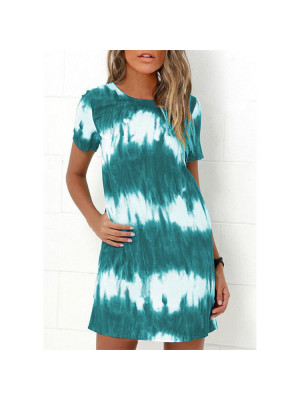 Womens Plus Size Tie Dye Loose Tops Shirt Dress Summer Holiday Beach Sundress UK