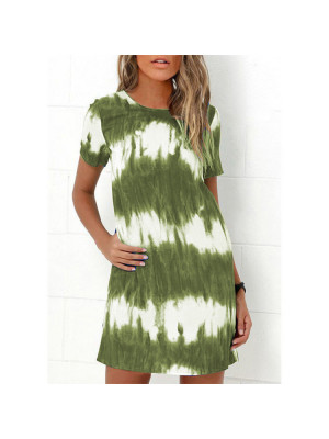 Womens Plus Size Tie Dye Loose Tops Shirt Dress Summer Holiday Beach Sundress UK