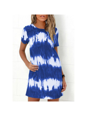 Womens Plus Size Tie Dye Loose Tops Shirt Dress Summer Holiday Beach Sundress UK