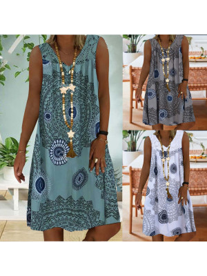 Plus Size Women Sleeveless Floral Lace Dresses Summer Beach Casual Midi Dress UK