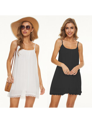 Chiffon Womens Sleeveless Solid Vest Dress Ladies Summer Beach Sleepwear Dresses