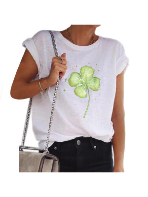 Womens Blouse Floral Pullover Round Neck Tops T-Shirts Ladies Summer Casual Tee