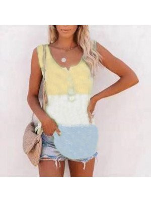 Womens Summer Tie Dye Sleeveless Vest Tank Tops Ladies Casual Loose Cami Tee UK