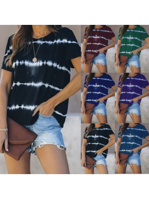 Womens Pullover Loose Tops Short Sleeve Blouse Ladies T Shirt Stripe Tee Plus UK Size