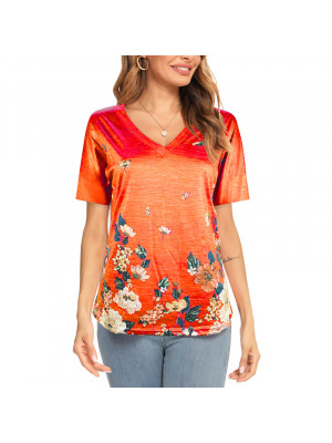 Womens Floral Pullover Loose Tops Short Sleeve Blouse Ladies T Shirt Floral Tee Plus UK Size