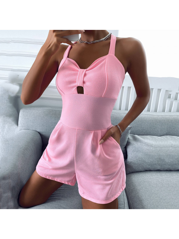 Womens Summer Sexy High Waist Jumpsuit Dungarees Pocket Shorts Playsuit Overalls UK