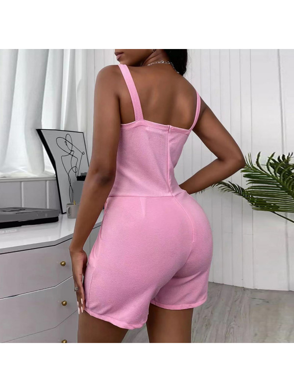 Womens Summer Sexy High Waist Jumpsuit Dungarees Pocket Shorts Playsuit Overalls UK