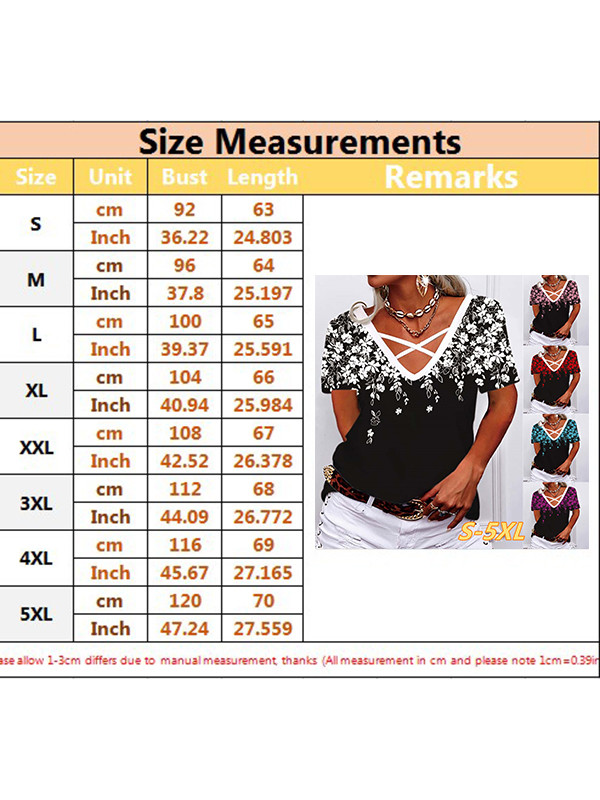 Womens Floral Short Sleeve Ladies Pullover Blouse Tops T Shirt Plus Size Tee UK