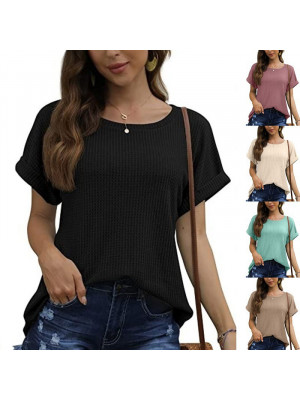 Womens Tee V Neck Blouse T Shirt Ladies Casual Short Sleeve Slim Pullover Tops